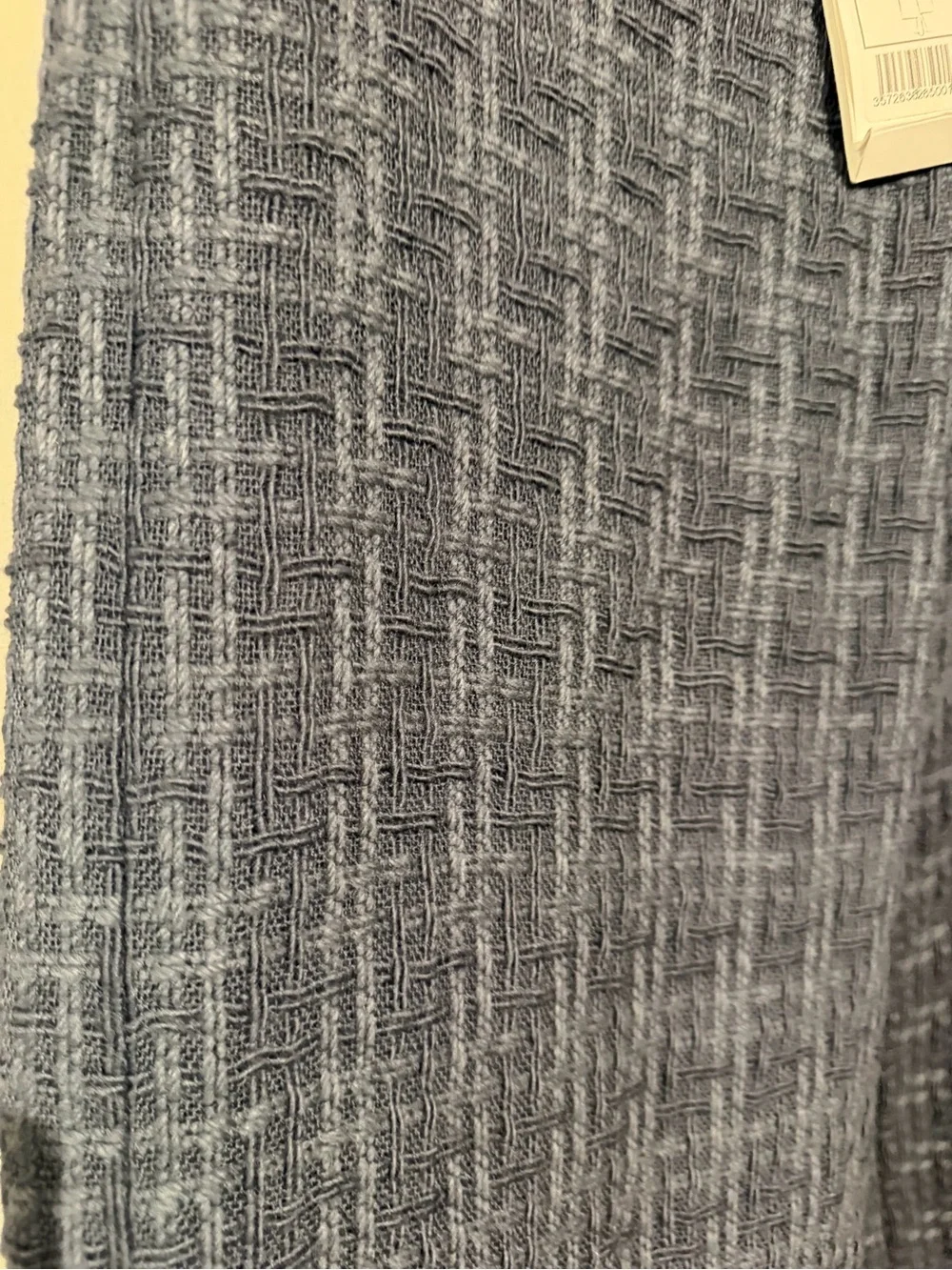 CHANEL Navy Tweed Wide-Leg Pants with Black Satin Waist Tie